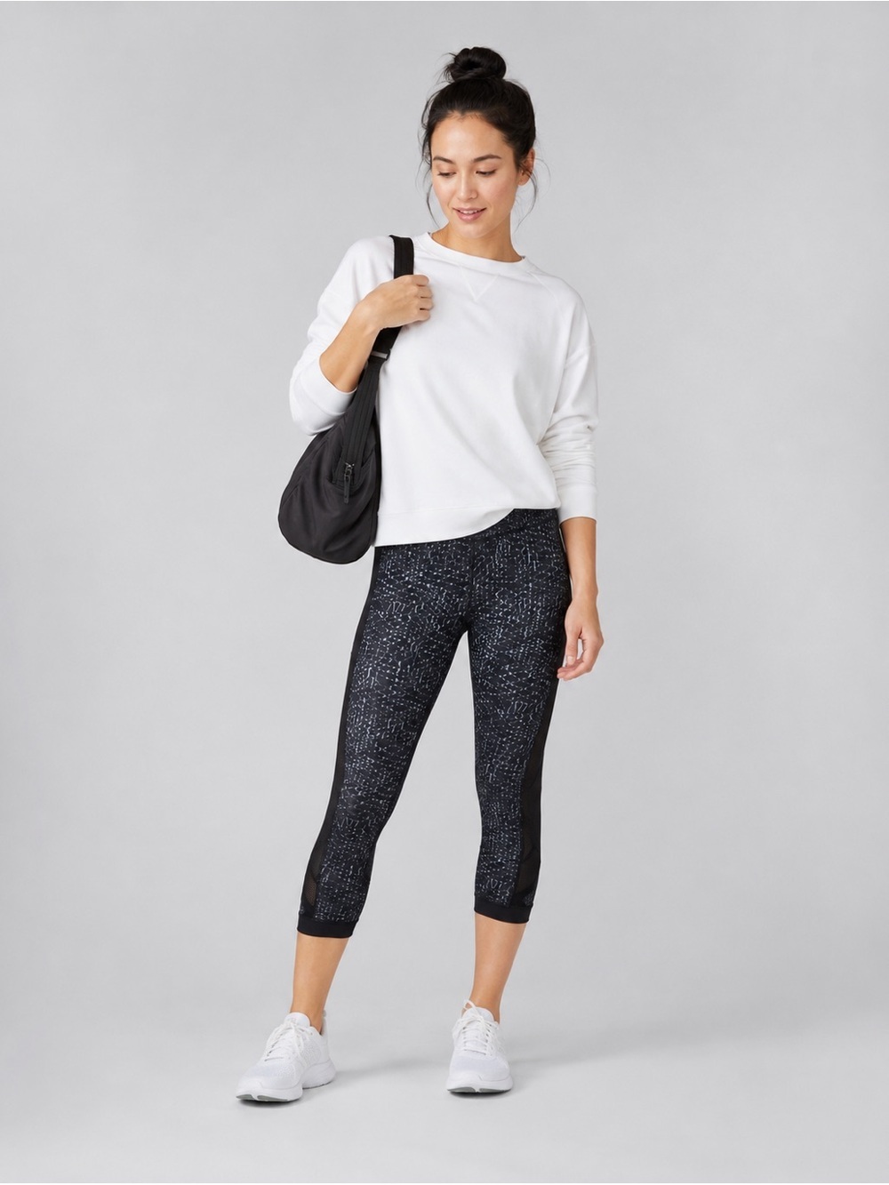 Lululemon Womens Var City Crop Legging Sz 4 Black Gray Mesh Athletic Workout
